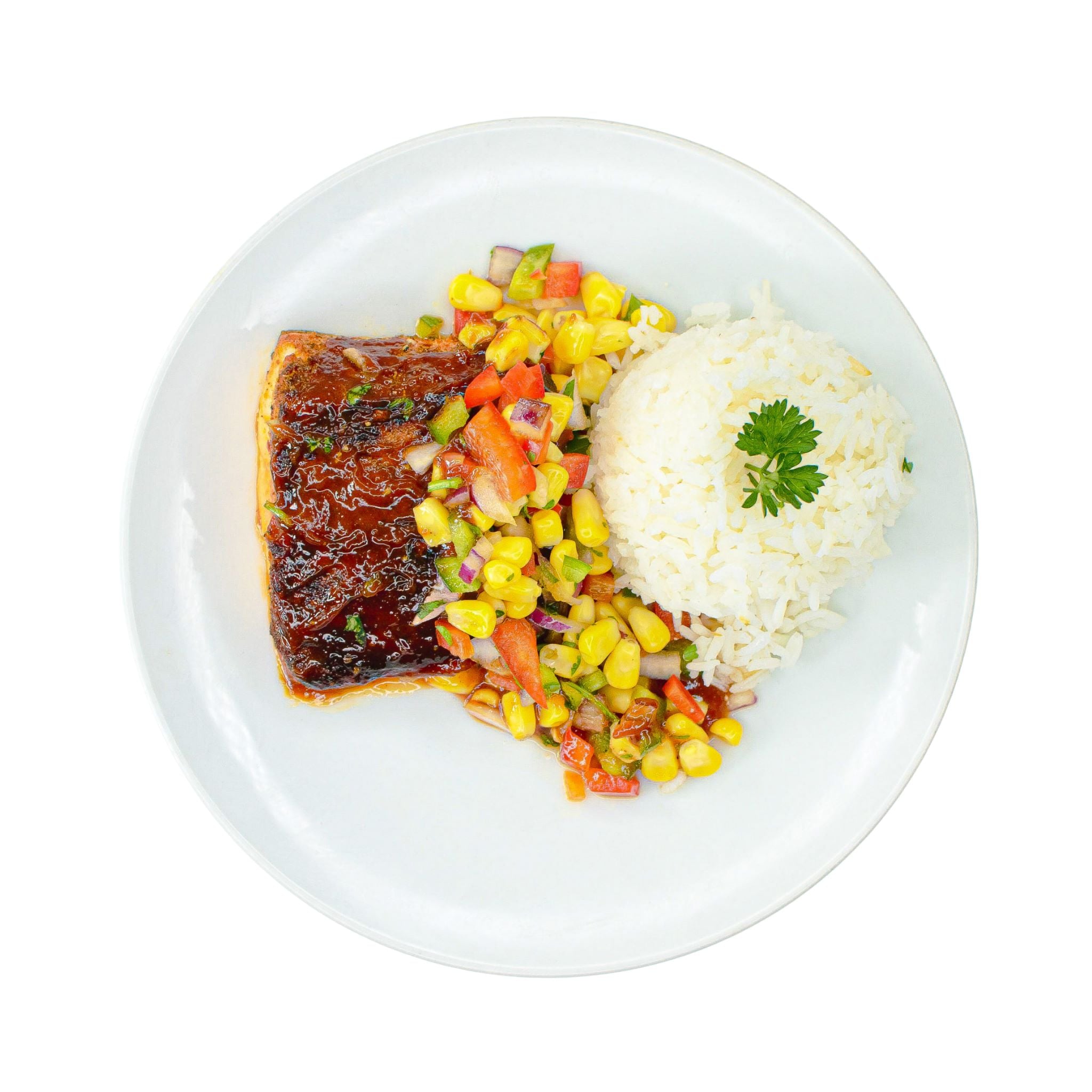 BBQ Glazed Salmon with Roasted Corn Salsa